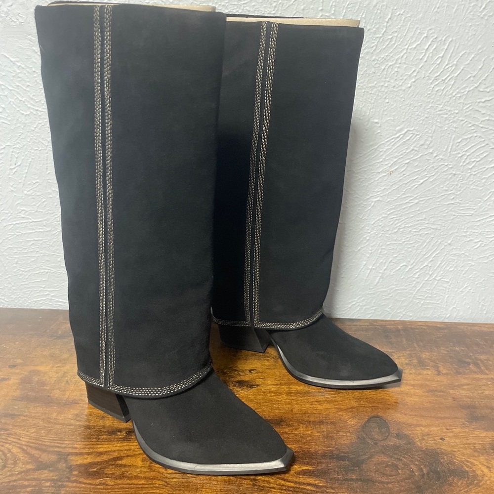 Nine West Womens Rimepy Suede Pull On Pointed Toe Knee High Boots Shoes NIB 5M